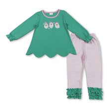 Load image into Gallery viewer, Long sleeves santa top stripe ruffle leggings girls Christmas outfits