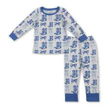 Load image into Gallery viewer, Long sleeves light blue bow boots western girls pajamas