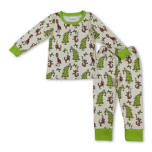 Load image into Gallery viewer, Green face bow Christmas tree baby kids pajamas