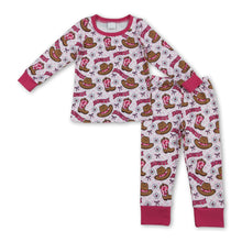 Load image into Gallery viewer, Long sleeves cow boots howdy floral western girls pajamas