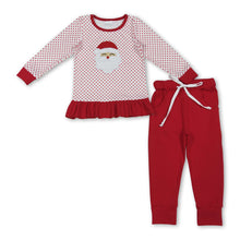 Load image into Gallery viewer, Polka dots santa red pants kids girls Christmas outfits