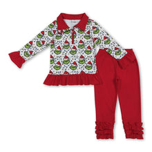 Load image into Gallery viewer, Christmas lighting green face pullover leggings girls clothes
