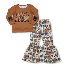 Load image into Gallery viewer, Game day football bow top bell bottom pants girls clothes