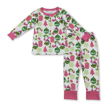 Load image into Gallery viewer, Long sleeves gift green face kids girls Christmas pajamas