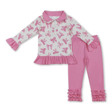 Load image into Gallery viewer, Pink polka dots pullover leggings girls clothing set