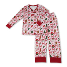 Load image into Gallery viewer, Red bow santa gingerbread women Christmas pajamas