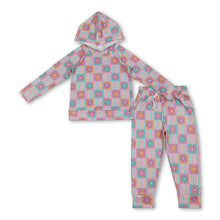 Load image into Gallery viewer, Colorful stripe floral plaid hoodie pants girls clothing set