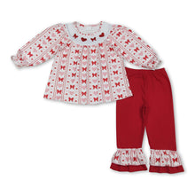 Load image into Gallery viewer, Heart bow tunic ruffle pants girls Valentine's outfits