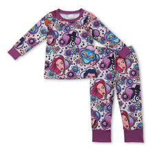 Load image into Gallery viewer, purple cartoon print girls long sleeve set