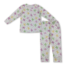 Load image into Gallery viewer, purple yellow green mask kids girls Mardi Gras pajamas
