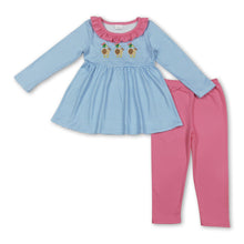 Load image into Gallery viewer, blue stripe duck hot  pink pants kids girls outfits