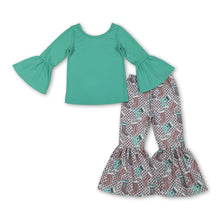 Load image into Gallery viewer, Long sleeves cotton top cactus boots western girls outfits