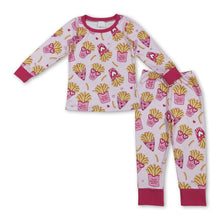 Load image into Gallery viewer, Heart fries long sleeves top pants kids girls Valentine's pajamas