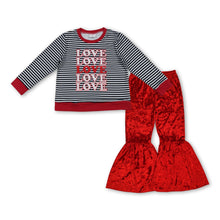 Load image into Gallery viewer, Love top red velvet pants baby girls valentine's clothes