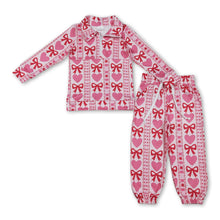 Load image into Gallery viewer, Heart bow pullover pants girls Valentine's outfits
