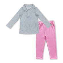 Load image into Gallery viewer, Floral active pullover pink cotton leggings girls clothing set