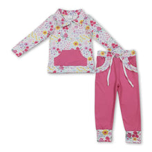 Load image into Gallery viewer, Long sleeves floral pullover pockets pants girls outfits