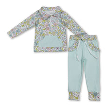 Load image into Gallery viewer, Floral pullover pockets mint pants girls outfits