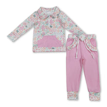 Load image into Gallery viewer, Floral pullover pockets pink pants girls outfits
