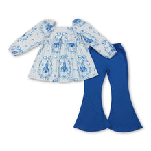 Load image into Gallery viewer, Stripe bow castle tunic pants kids girls clothing set