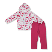 Load image into Gallery viewer, Lip hooded jacket leggings kids girls valentine's outfits