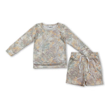 Load image into Gallery viewer, Leaves camo long sleeves top shorts girls outfits