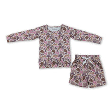 Load image into Gallery viewer, Long sleeves pink camo top shorts kids girls outfits