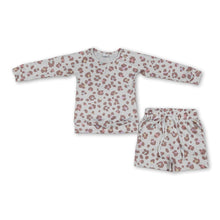 Load image into Gallery viewer, Long sleeves leopard top shorts kids girls outfits