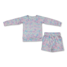 Load image into Gallery viewer, Long sleeves tie dye top shorts kids girls outfits