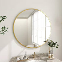 Load image into Gallery viewer, Round 30-inch Circular Bathroom Wall Mirror with Gold Frame
