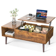 Load image into Gallery viewer, Mid-Century Modern Lift-Top Coffee Table TV Tray Laptop Desk Brown Wood Finish