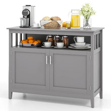 Load image into Gallery viewer, Grey Wood 2-Door Dining Buffet Sideboard Cabinet with Open Storage Shelf