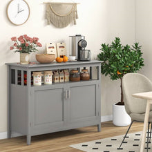 Load image into Gallery viewer, Grey Wood 2-Door Dining Buffet Sideboard Cabinet with Open Storage Shelf