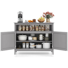 Load image into Gallery viewer, Grey Wood 2-Door Dining Buffet Sideboard Cabinet with Open Storage Shelf