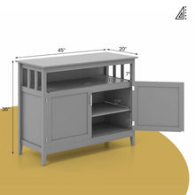 Load image into Gallery viewer, Grey Wood 2-Door Dining Buffet Sideboard Cabinet with Open Storage Shelf