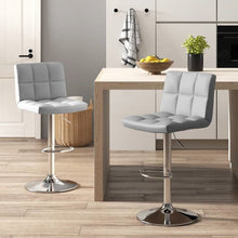 Load image into Gallery viewer, Set of 2 Modern Adjustable Height Barstools w/ Comfortable Grey PU Leather Seat