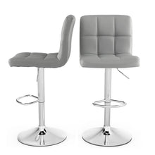 Load image into Gallery viewer, Set of 2 Modern Adjustable Height Barstools w/ Comfortable Grey PU Leather Seat