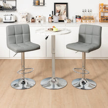 Load image into Gallery viewer, Set of 2 Modern Adjustable Height Barstools w/ Comfortable Grey PU Leather Seat