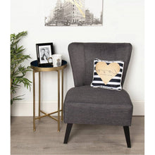 Load image into Gallery viewer, Gold Finish Metal Round End Table Nightstand with  Removable Navy Blue Tray Top