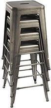 Load image into Gallery viewer, Set of 4 - 24-in. Indoor/Outdoor Backless Stacking Gunmetal Grey Metal Barstools