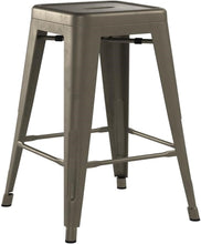 Load image into Gallery viewer, Set of 4 - 24-in. Indoor/Outdoor Backless Stacking Gunmetal Grey Metal Barstools