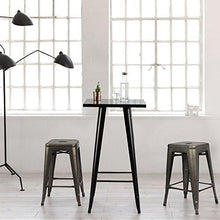Load image into Gallery viewer, Set of 4 - 24-in. Indoor/Outdoor Backless Stacking Gunmetal Grey Metal Barstools
