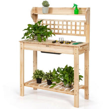 Load image into Gallery viewer, Solid Wood Garden Potting Bench Table with Bottom Shelf and Removeable Sink