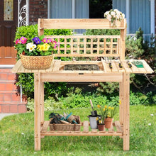 Load image into Gallery viewer, Solid Wood Garden Potting Bench Table with Bottom Shelf and Removeable Sink