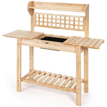 Load image into Gallery viewer, Solid Wood Garden Potting Bench Table with Bottom Shelf and Removeable Sink