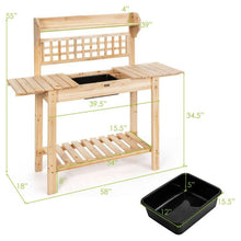 Load image into Gallery viewer, Solid Wood Garden Potting Bench Table with Bottom Shelf and Removeable Sink