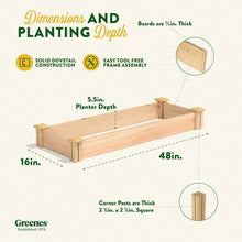 Load image into Gallery viewer, Unfinished Cedar Wood Raised Garden Bed Planter 4-ft x 16-inch - Made in USA