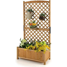 Load image into Gallery viewer, Outdoor Fir Wood Raised Garden Bed Planter Box with 71-inch High Trellis