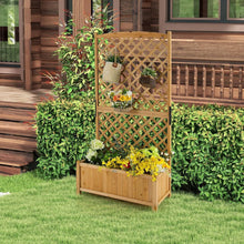 Load image into Gallery viewer, Outdoor Fir Wood Raised Garden Bed Planter Box with 71-inch High Trellis