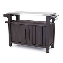 Load image into Gallery viewer, Outdoor Grill Party Caster Bar Serving Cart with Storage Dark Brown